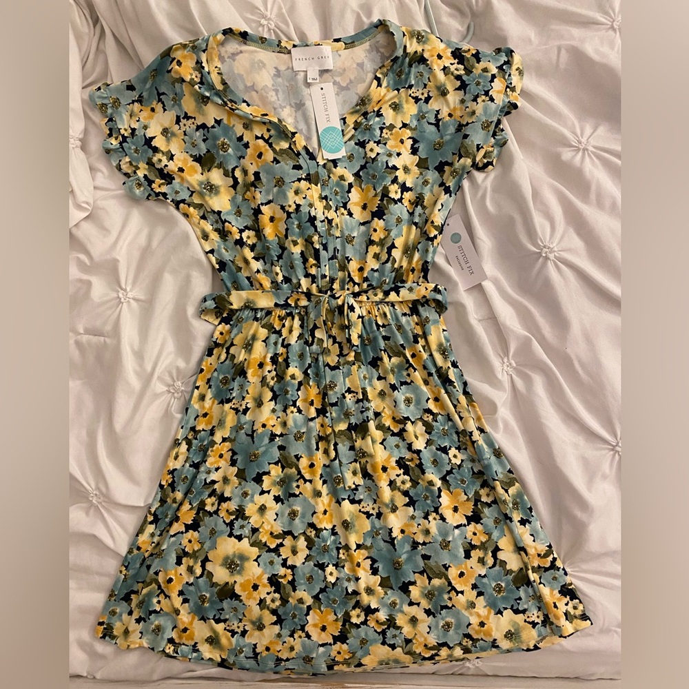 Stitch Fix French Grey Floral Dress - Picture 3 of 3